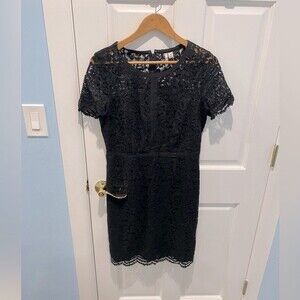 Elle Black Mock Neck Lace Dress Size 10